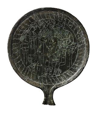 H2163 Mirror with Paris, Helen, and the Dioscuri Castor and Pollux