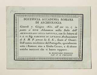 C125v Invitation from Accademia Romana di Archeologia