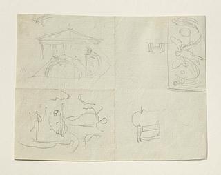 C221v Architectural sketches. Hovering angels