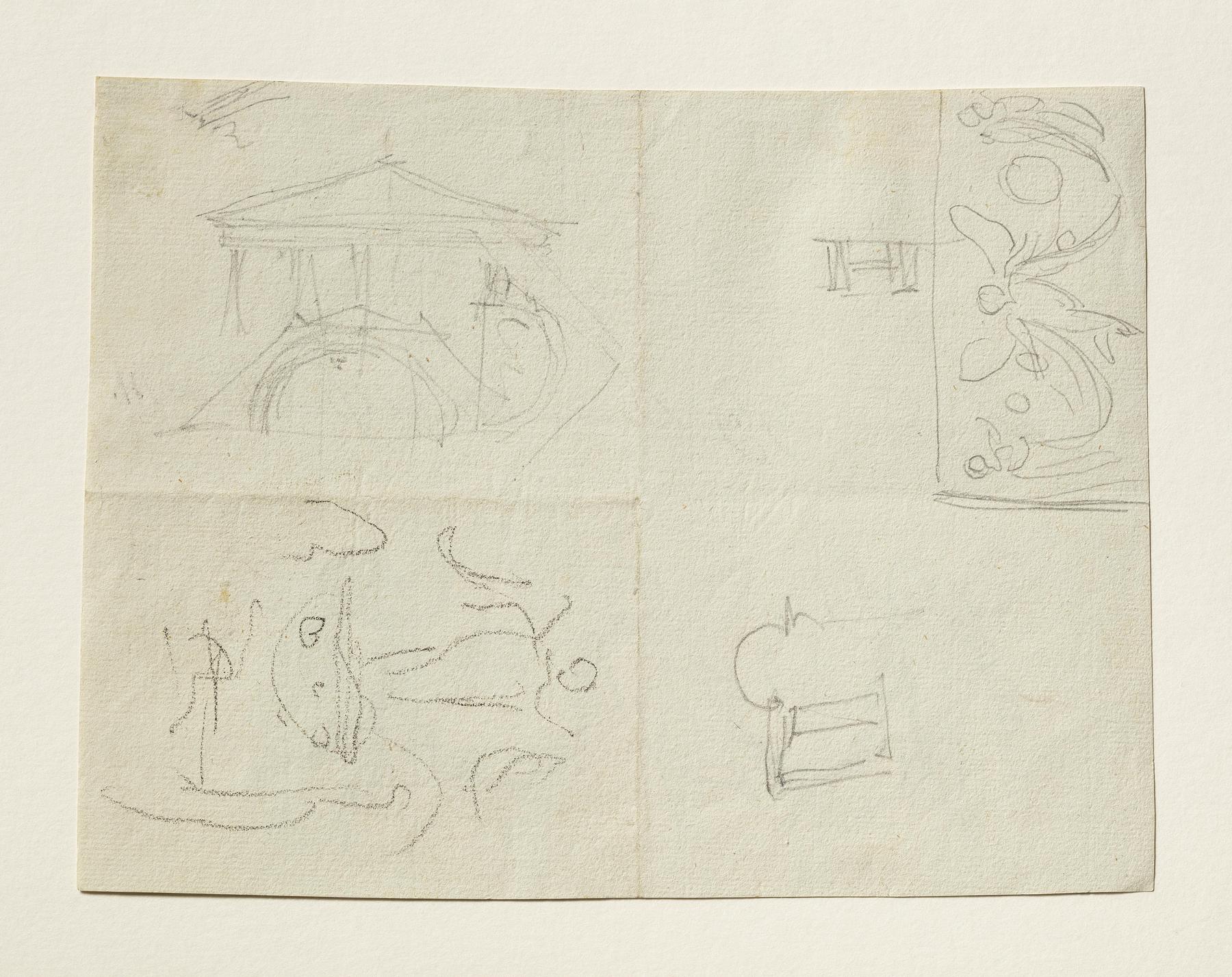 Architectural sketches. Hovering angels, C221v