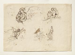 C189r Natten. Kvinde fletter en krans. Dagen. Siddende mand (Anakreon?). Venus og Amor