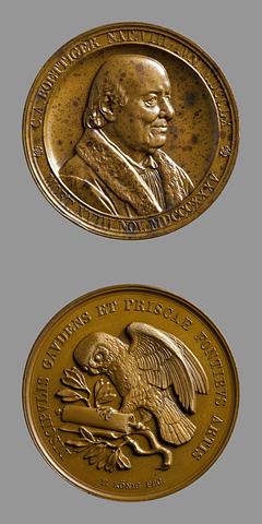 F96 Medal obverse: The archaeologist Karl August Böttiger. Medal reverse: Owl of Minerva