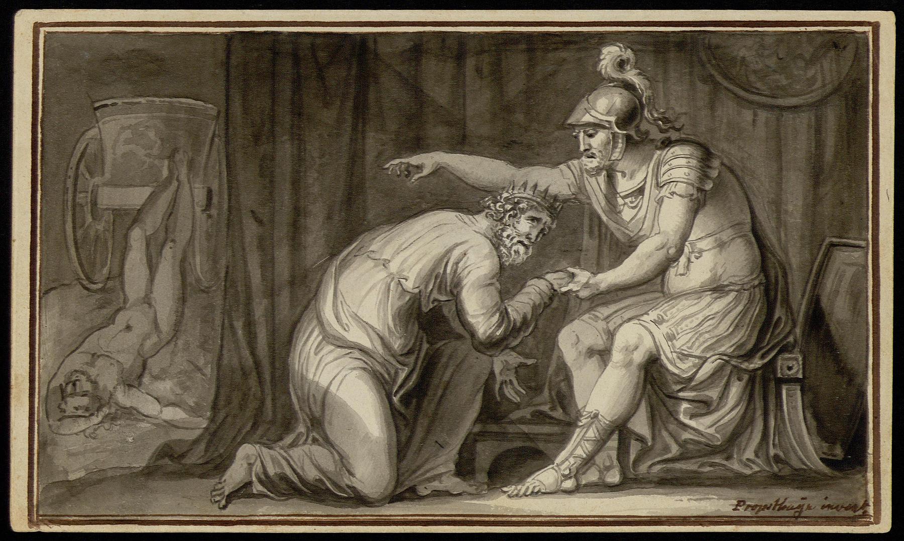 Priamos bønfalder Achilleus om Hektors lig, N261,26