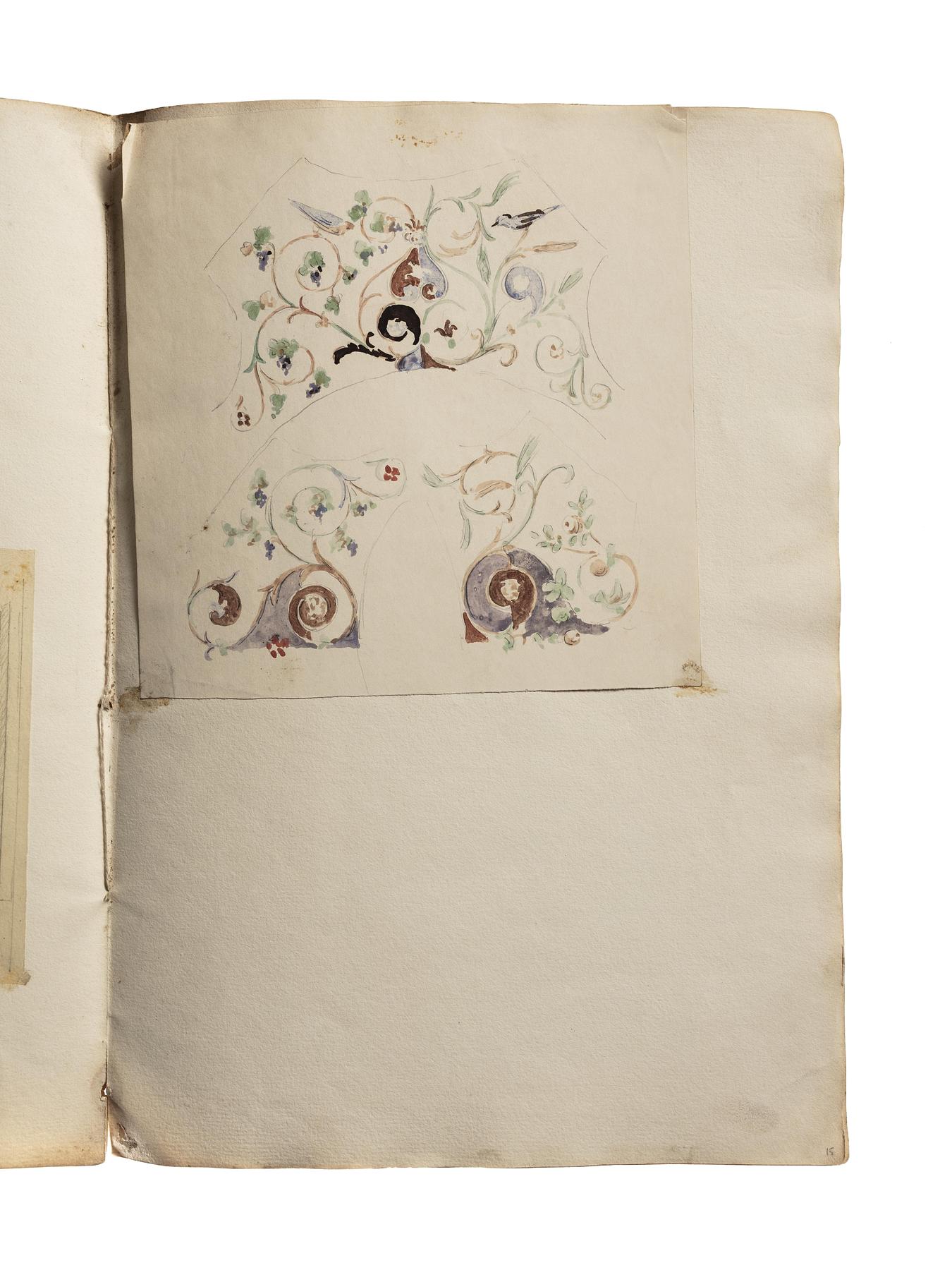Planteornament med fugle, D1828,15