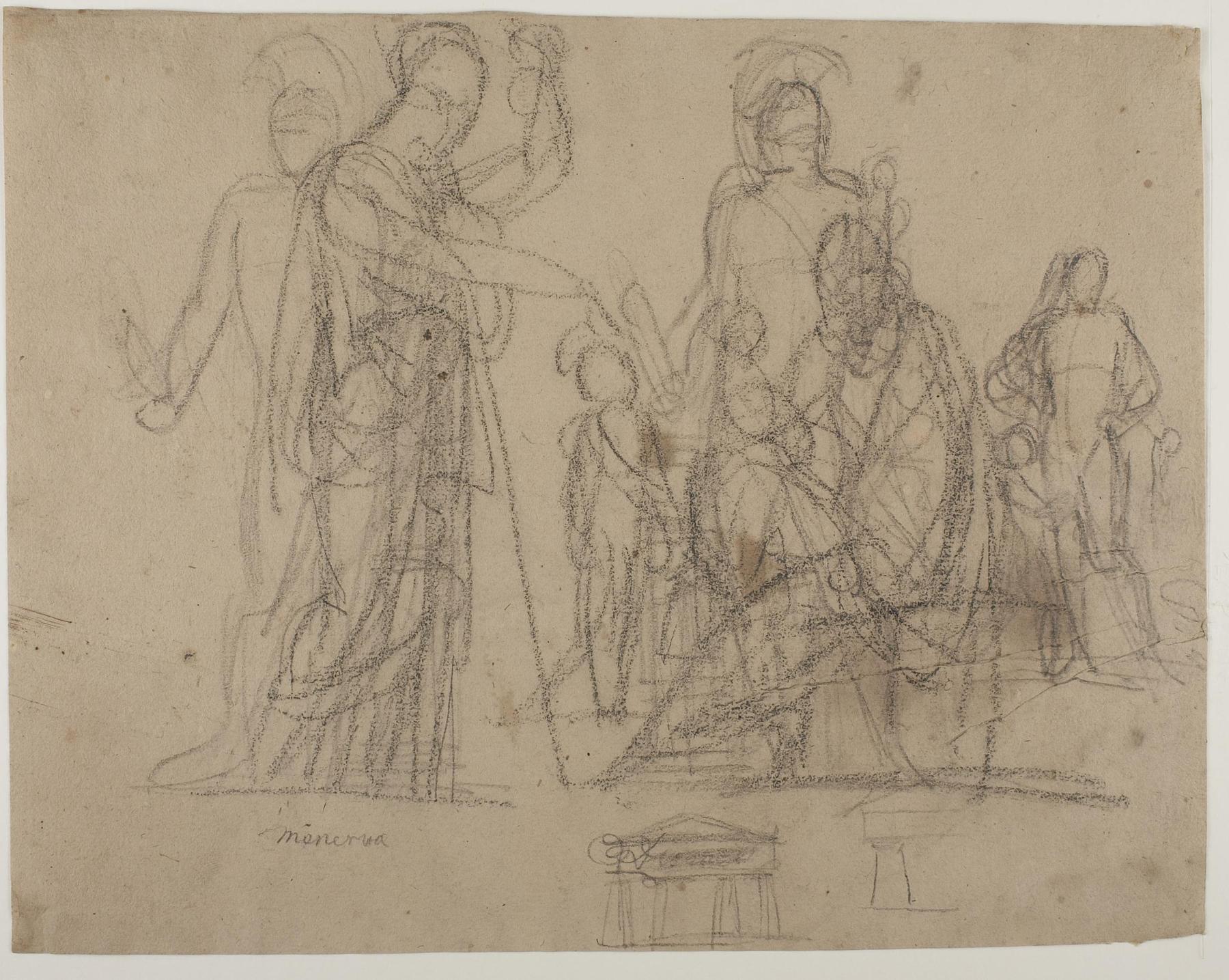 Minerva Adds a Soul to the Human Being Created by Prometheus. Diomedes with the Palladium. Temple front, C74