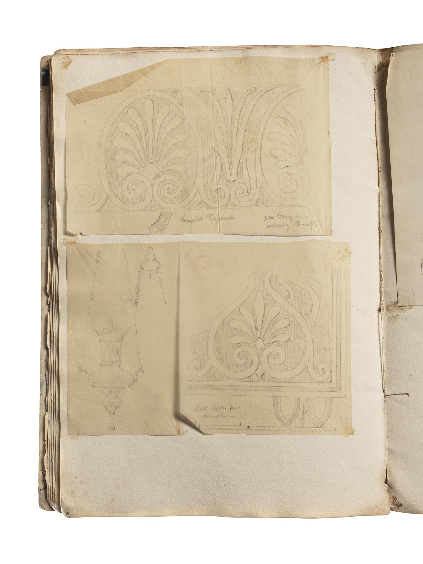Palmetornamenter. Hængelampe, D1828,14