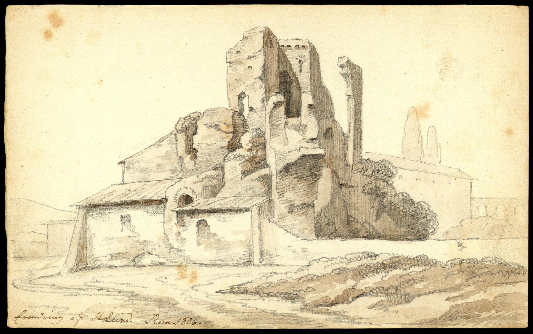 Building near an aqueduct in the Campagna, N261,25