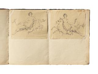 D1827,19 Kvindefigur siddende på et fabeldyr