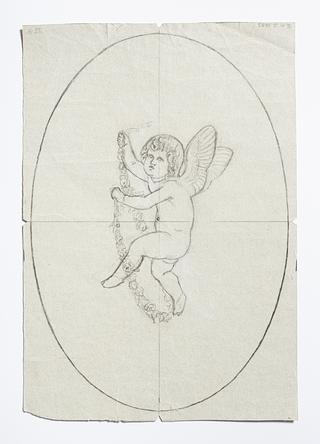 D1653v Putto med blomsterranker