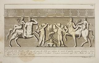 E1494 A Butterfly burned by two Cupids flanked by Centaurs