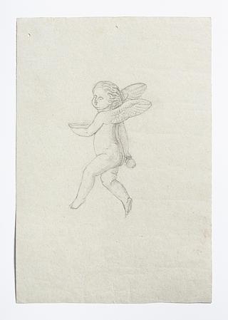 D1654r Svævende putto med skål og kande