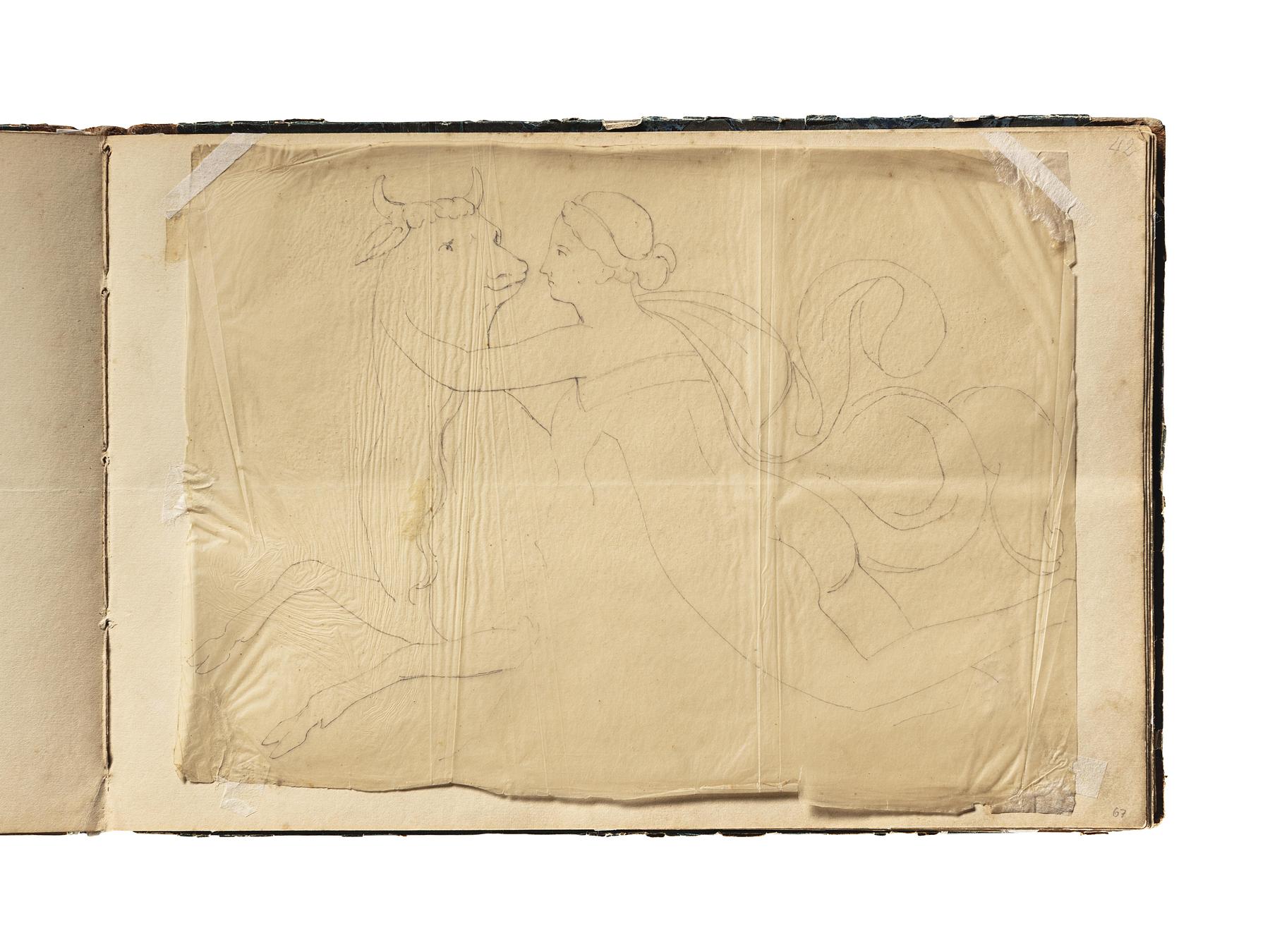 Svævende okse og kvindefigur, D1827,67