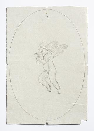 D1655r Svævende putto med fuglebur