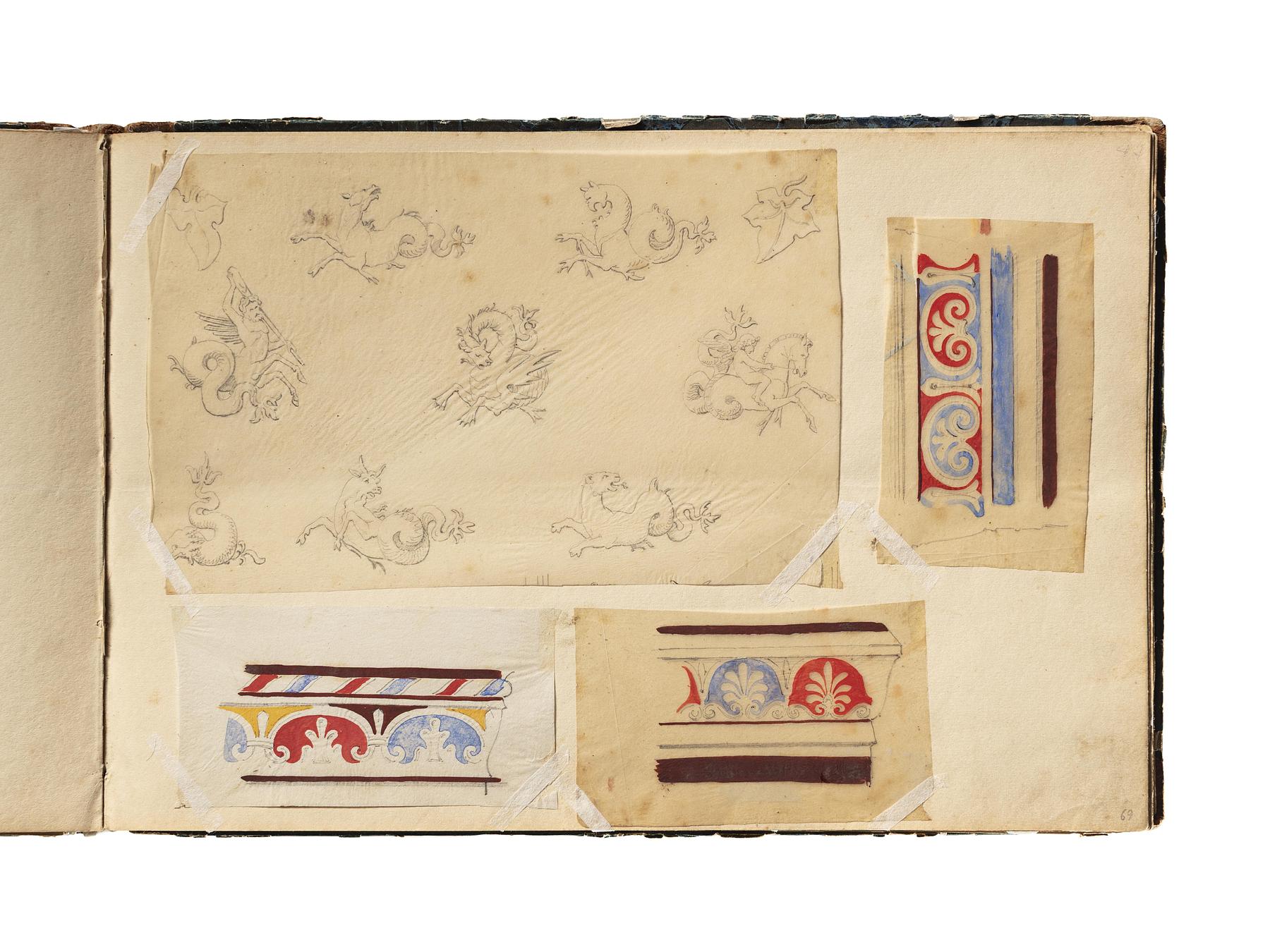 Fabeldyr. Ornament. Palmetornamenter, D1827,69