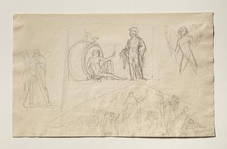 C28 Alexander og Diogenes. Apostlen Andreas. Hymen eller Amor og Hymen. Trekantgavl med Kristi opstandelse